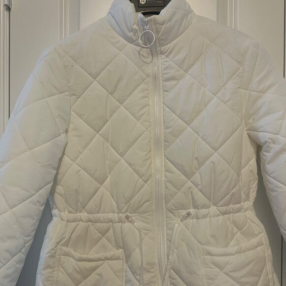 Quilted Puffer Jacket White Lightweight Winter Coat Shein Womens Size M - Picture 5 of 6